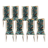 Mid-Century Michel Mangematin Brass and Steel French 1970s Eight Dining Chairs