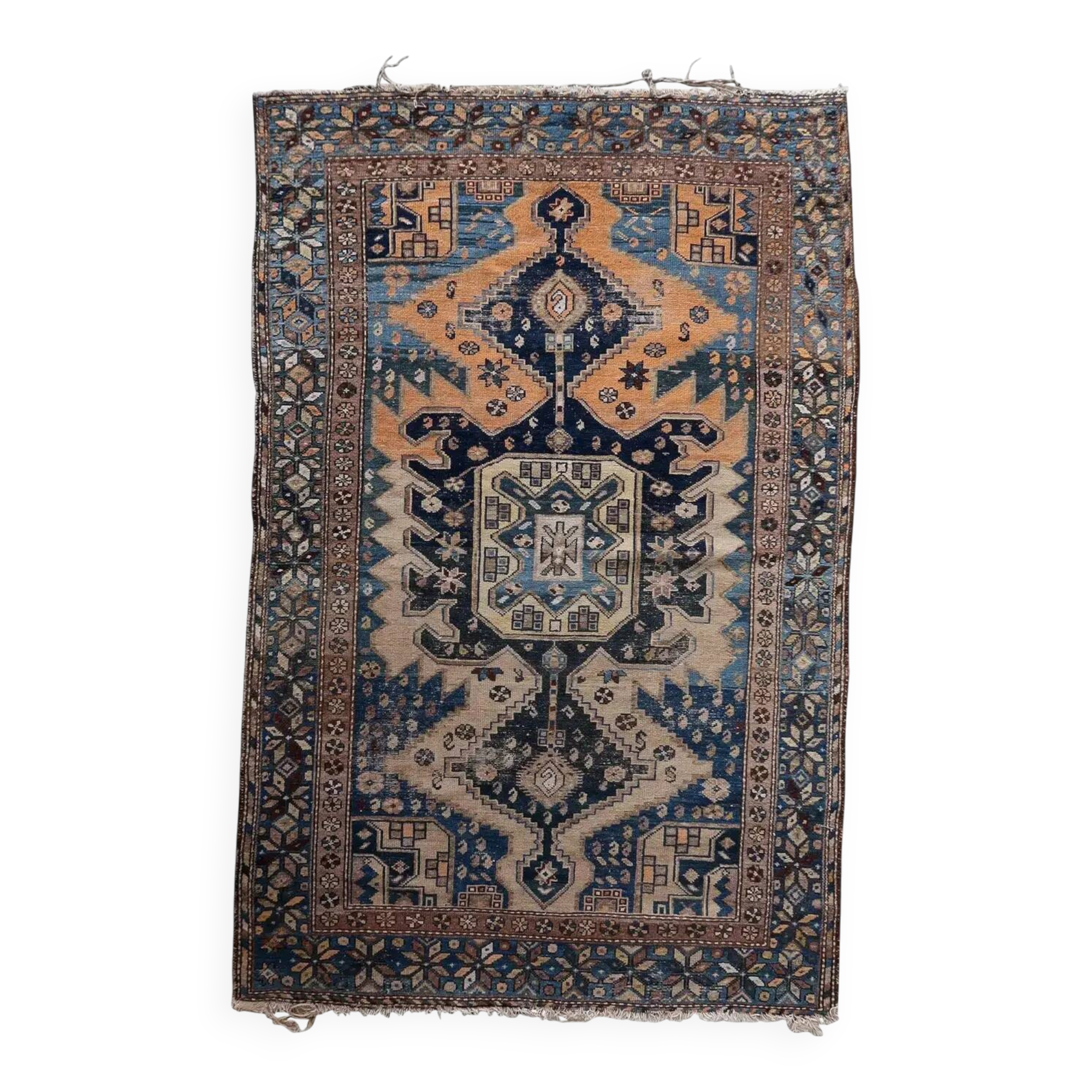 Handmade antique Caucasian Shirvan rug 126cm x 191cm, 1900s