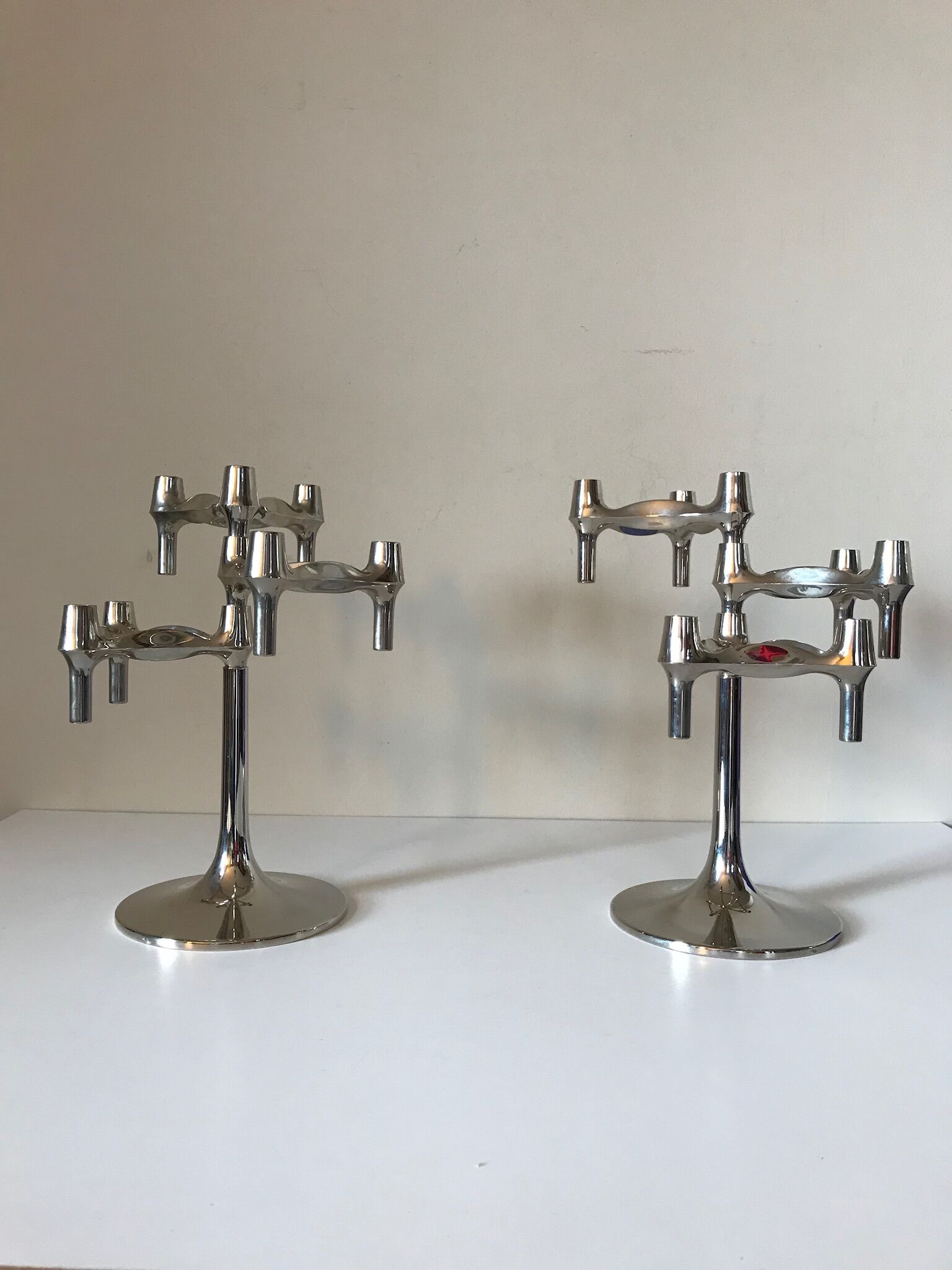 Paire de bougeoirs Nagel BFM de Ceasar Stoffi & Fritz design années 70