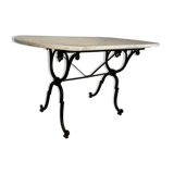 Antique marble and cast iron bistro table – Large format 139 x 60 cm