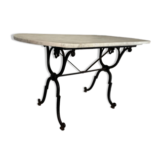 Antique marble and cast iron bistro table – Large format 139 x 60 cm