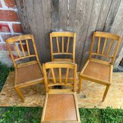 Set of 4 Antique Bistrot Chairs in Baumann Style Wood from the 60s