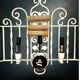 Vintage triple wall sconce in white wrought iron with fleur-de-lis, electrified – 1950s 60s.