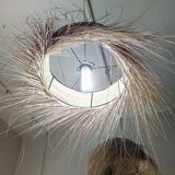 Hanging lamp in vegetable fibre chandelier in palm straw