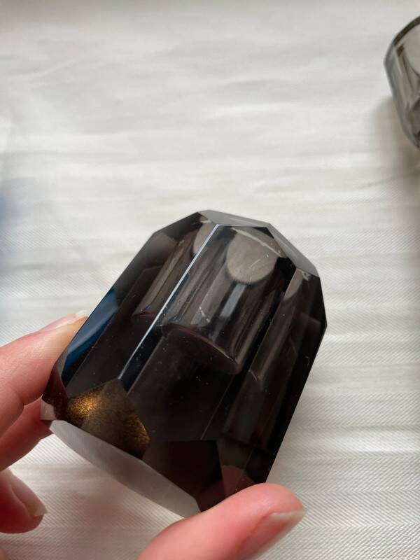 4 designer candle holders in colored glass