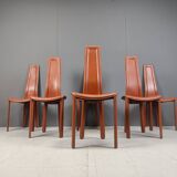 Vintage Leather Dining Chairs by Arper Italy, 1980s - Set of 6