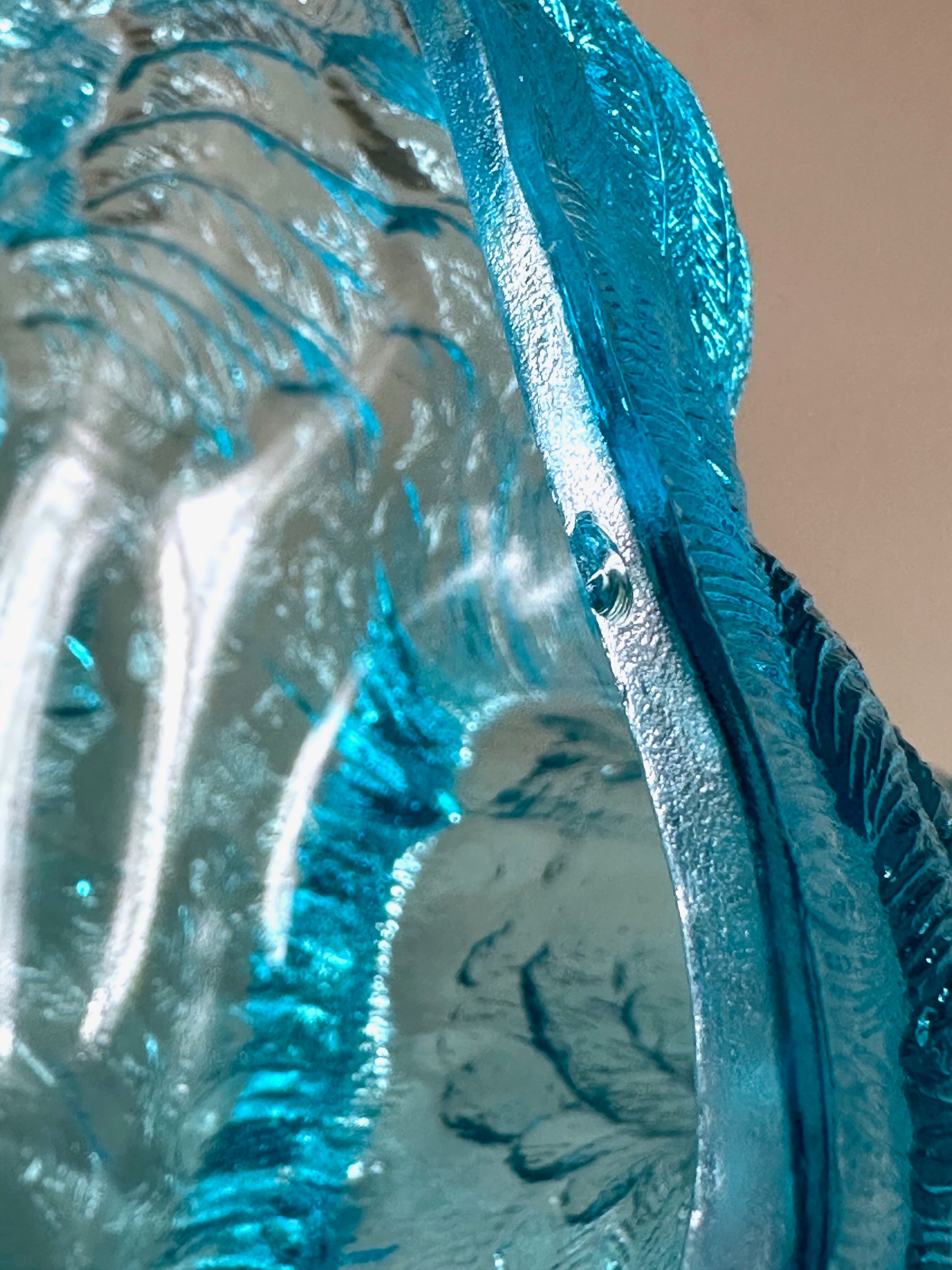 Art Deco glass duck, pressed glass turquoise, butter dish
