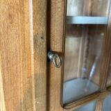 Antique display case in blond wood – small-paned windows with key