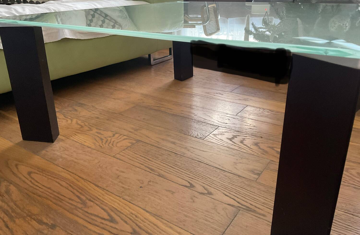 Square glass coffee table