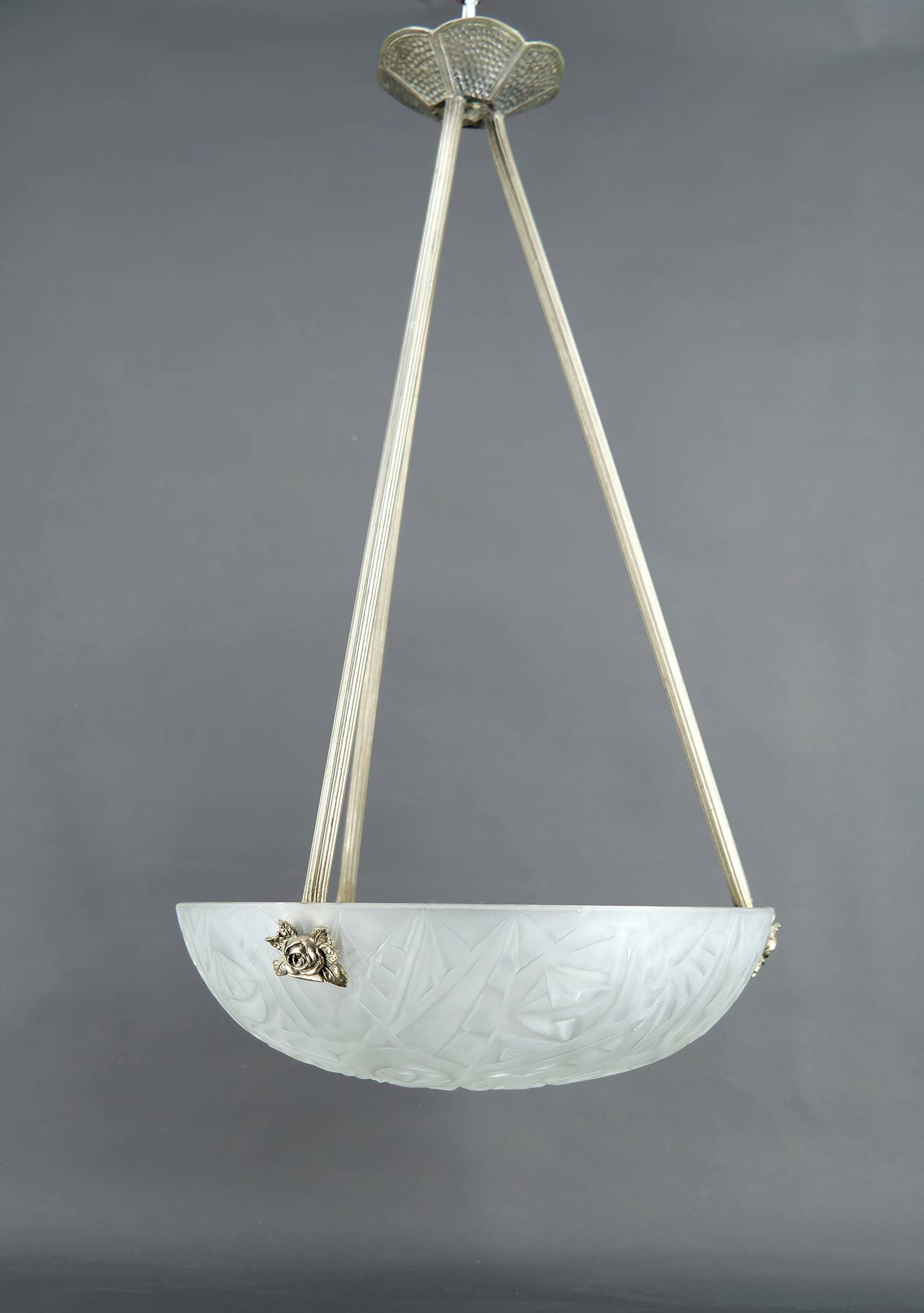 Chandelier / Basin by Noverdy, Silvered Bronze Mount, Art Deco, c. 1930