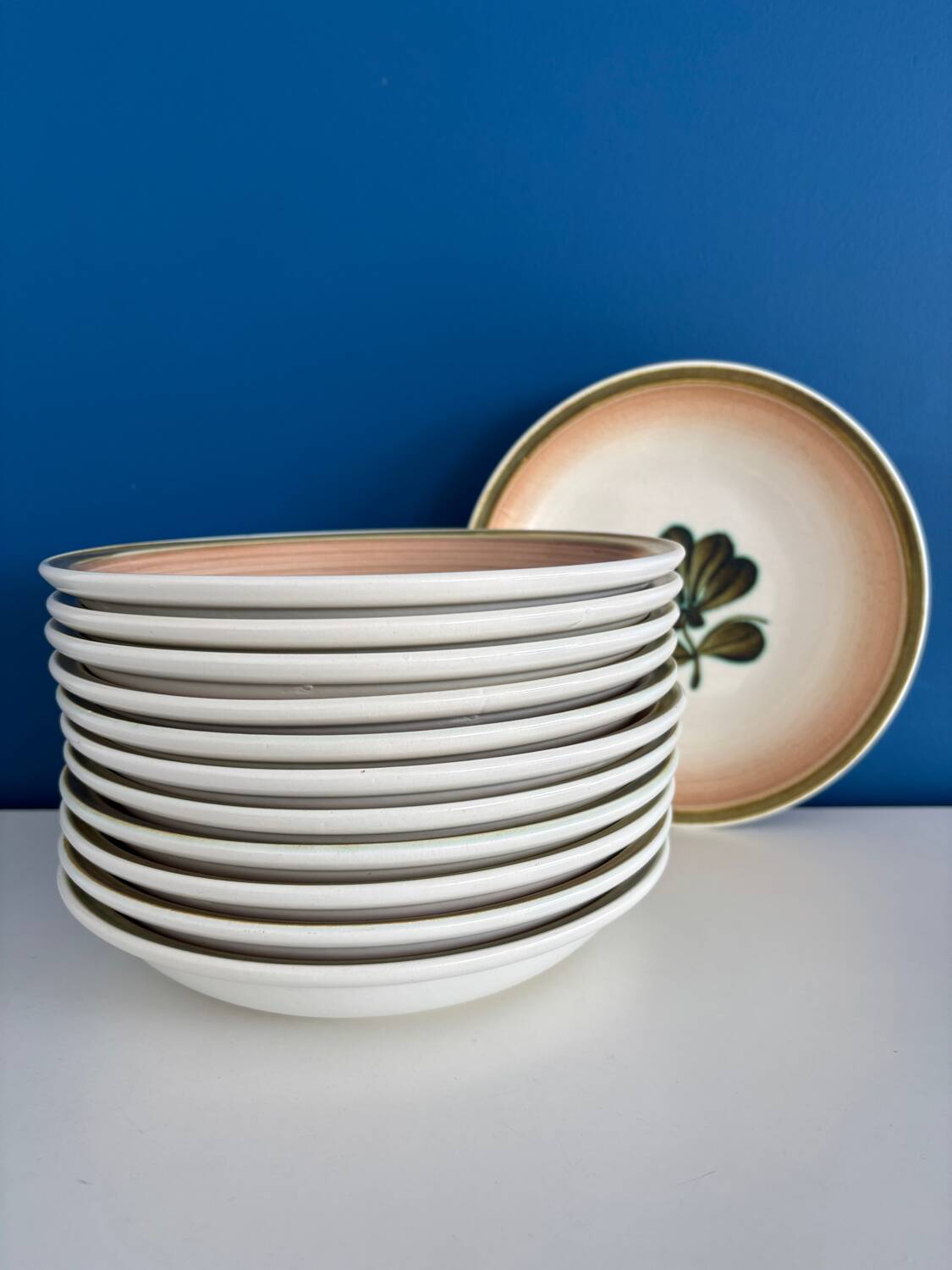 set of 6 floral deep plates Gien - vintage floral plate service KA