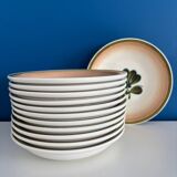 set of 6 floral deep plates gien - vintage fleur ka plate set