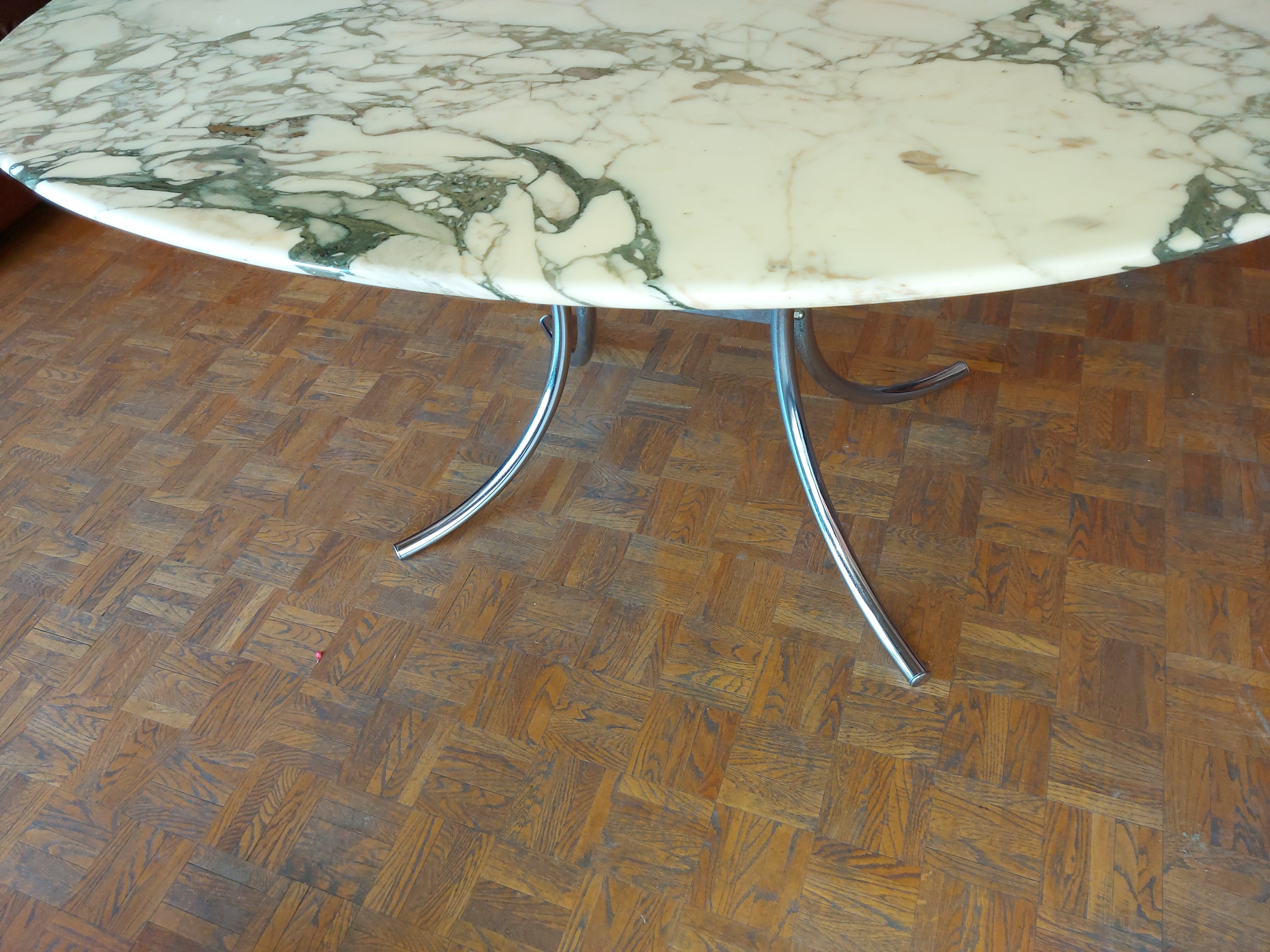 Large dining table in vintage marble 70'S Roche and Bobois