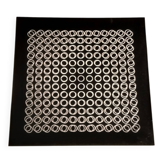 Vasarely silkscreen print - "Deep Kinetics" - 3D Illusion & Black and White