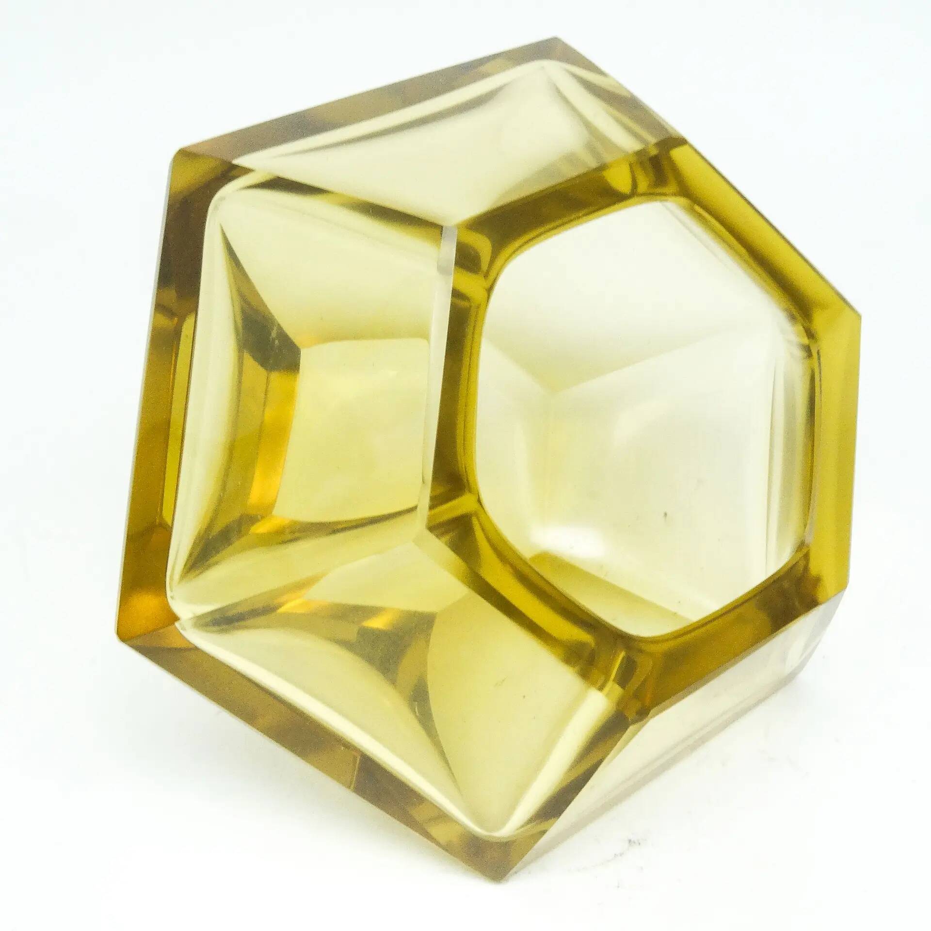 Art Deco vase, citrine crystal, designed by R. Hlousek, Moser, Czechoslovakia, 1930s