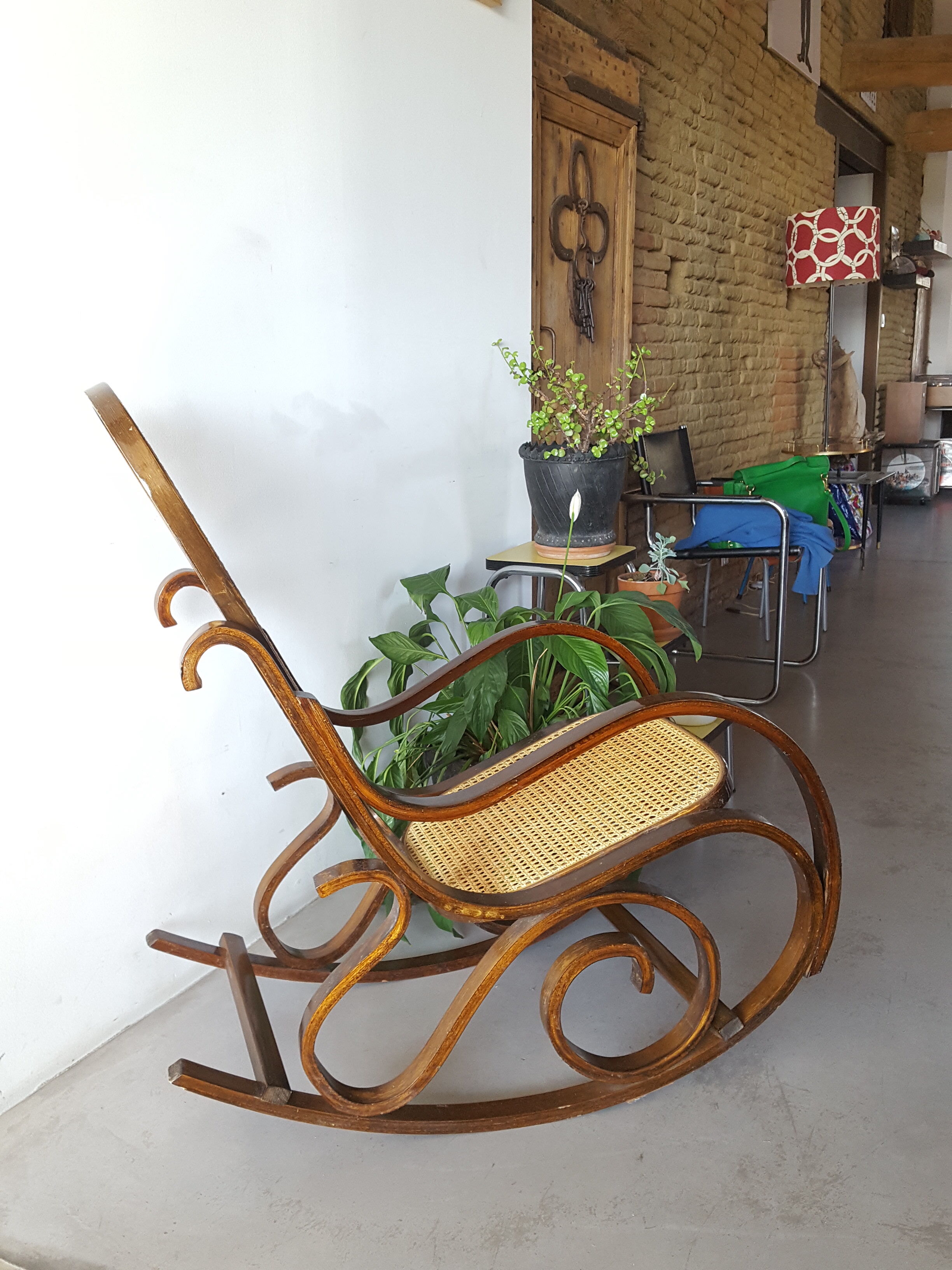 Rocking chair caning and curved wood