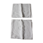 Pair Antique damask napkins white Monograms C C