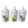 Pots apothicaire en opaline - verre de lait - décor botanique