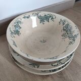 Trio of dishes: Salad bowl, Vegetable dish & Deep plate Faïence de Lyon Model