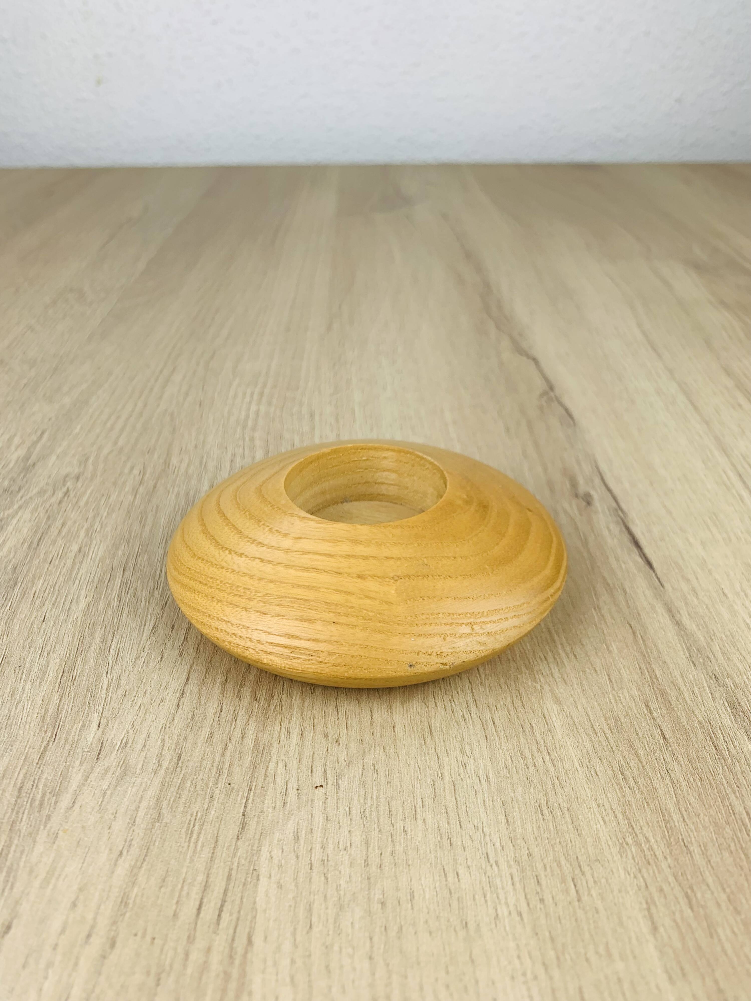 Scandinavian style wooden saucer candle holder