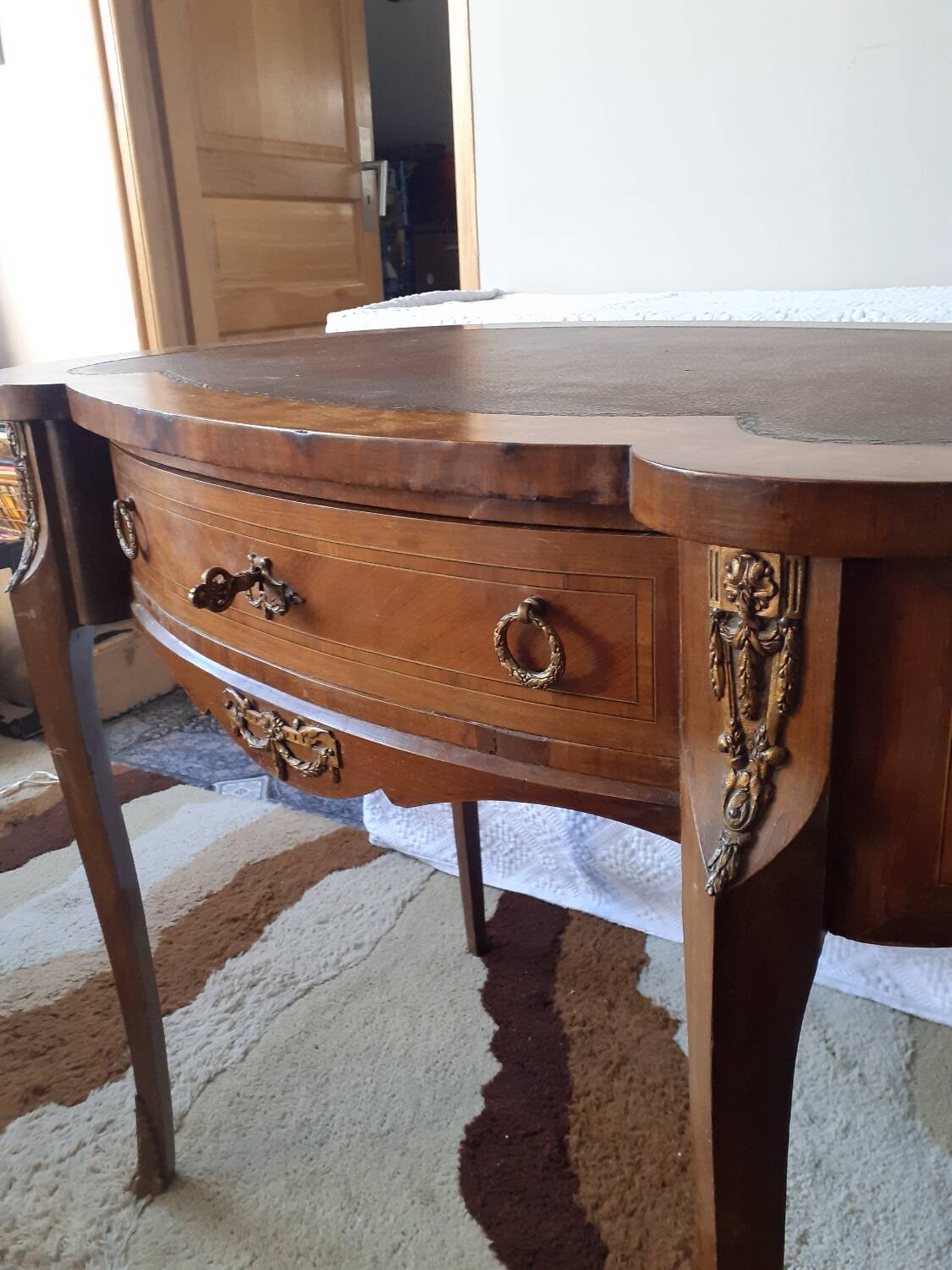 Louis XV style kidney desk with marquetry