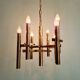 Geometric brass chandelier, Hollywood Regency, design by G. Sciolari, 1970.