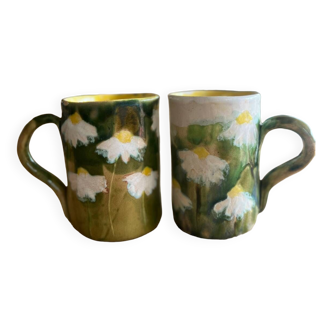 Deux mugs fait main thème champêtre