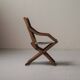 Foldable chair in solid wood and striped fabric, circa 1900.