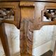 Fifth wheel / Carved wooden plant door with double top - brown marble around 1900