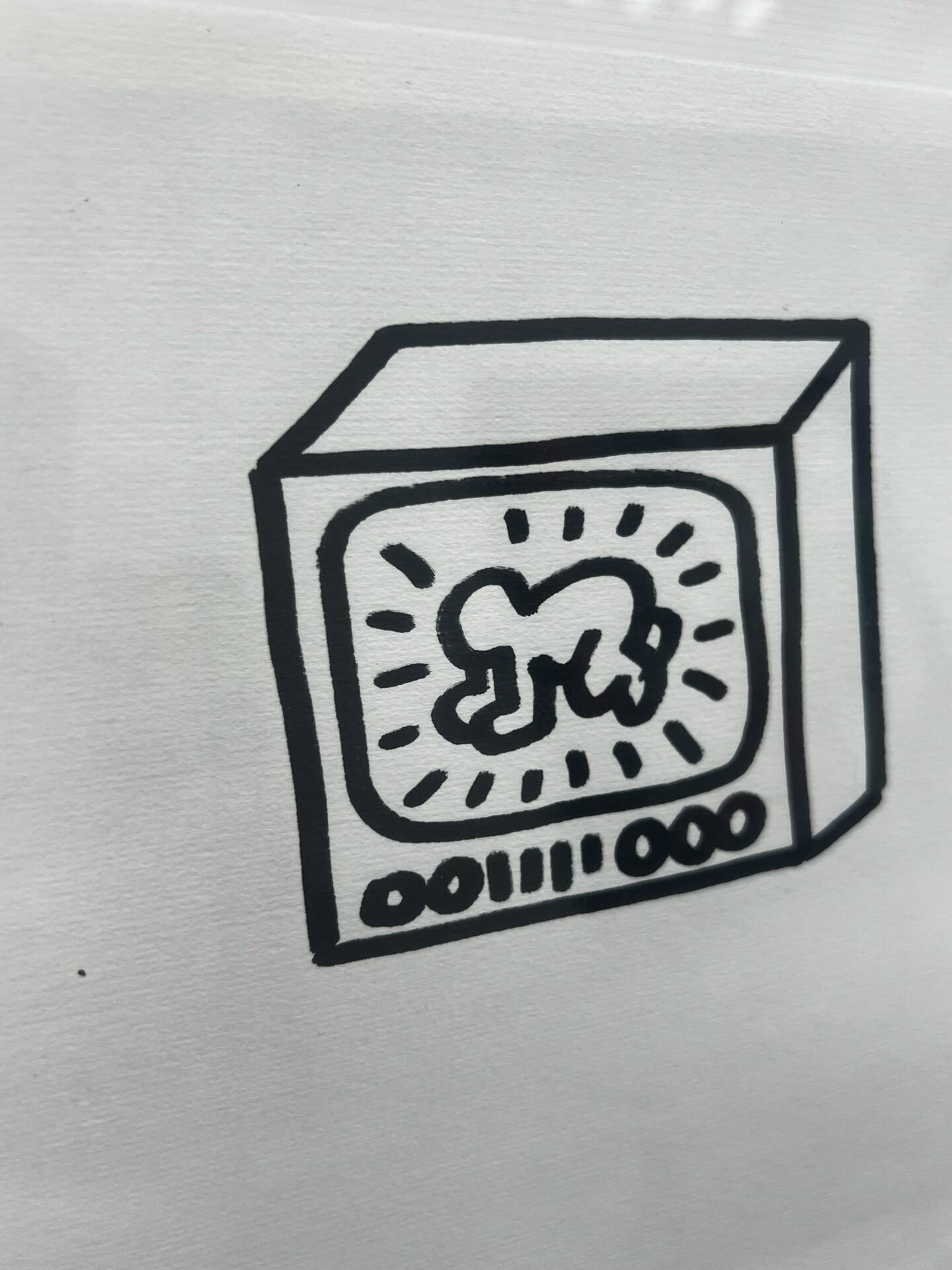 Dessin au feutre pop art attribué à Keith Haring