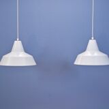 Set of 2 danish hanging lamps in white by Nordisk Solar, 1980s