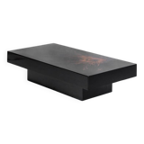 Vintage coffee table. Black lacquered wood with design by H D. France, 1980s