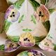 Set of 10 antique slip plates with flower decorations