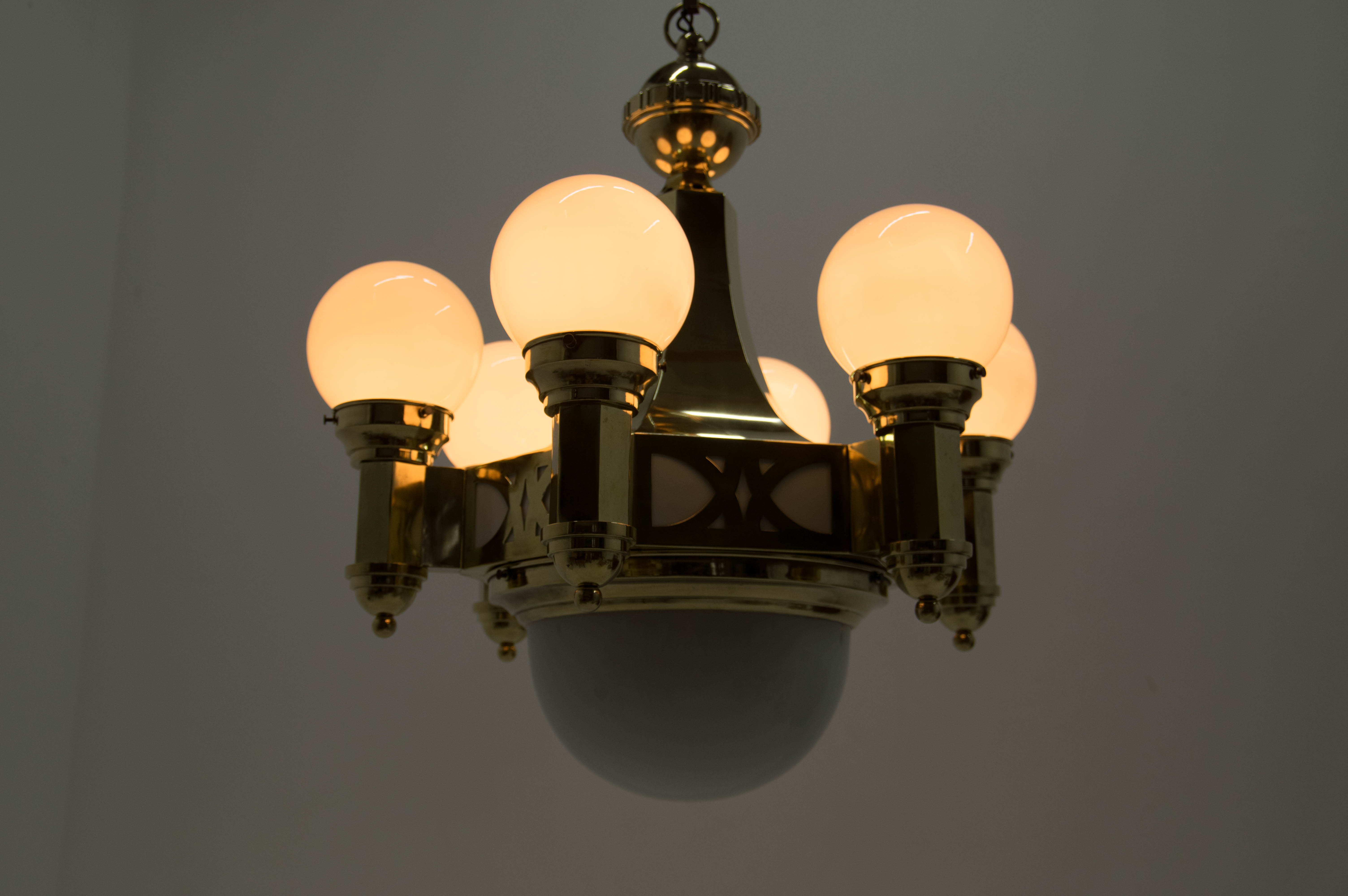 Rare Art Nouveau Chandelier by Emil Kralik, 1920s