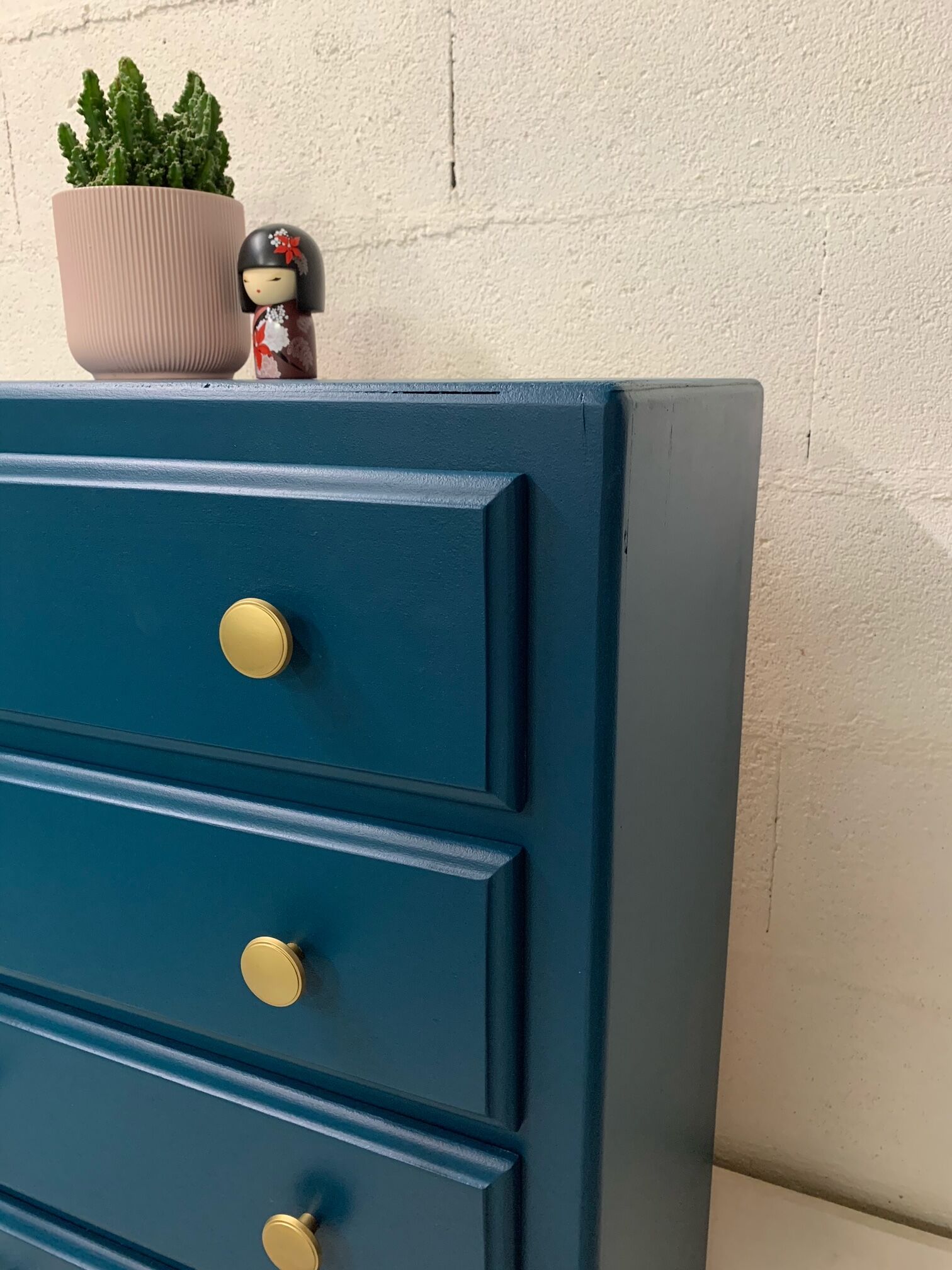 Vintage peacock green dresser