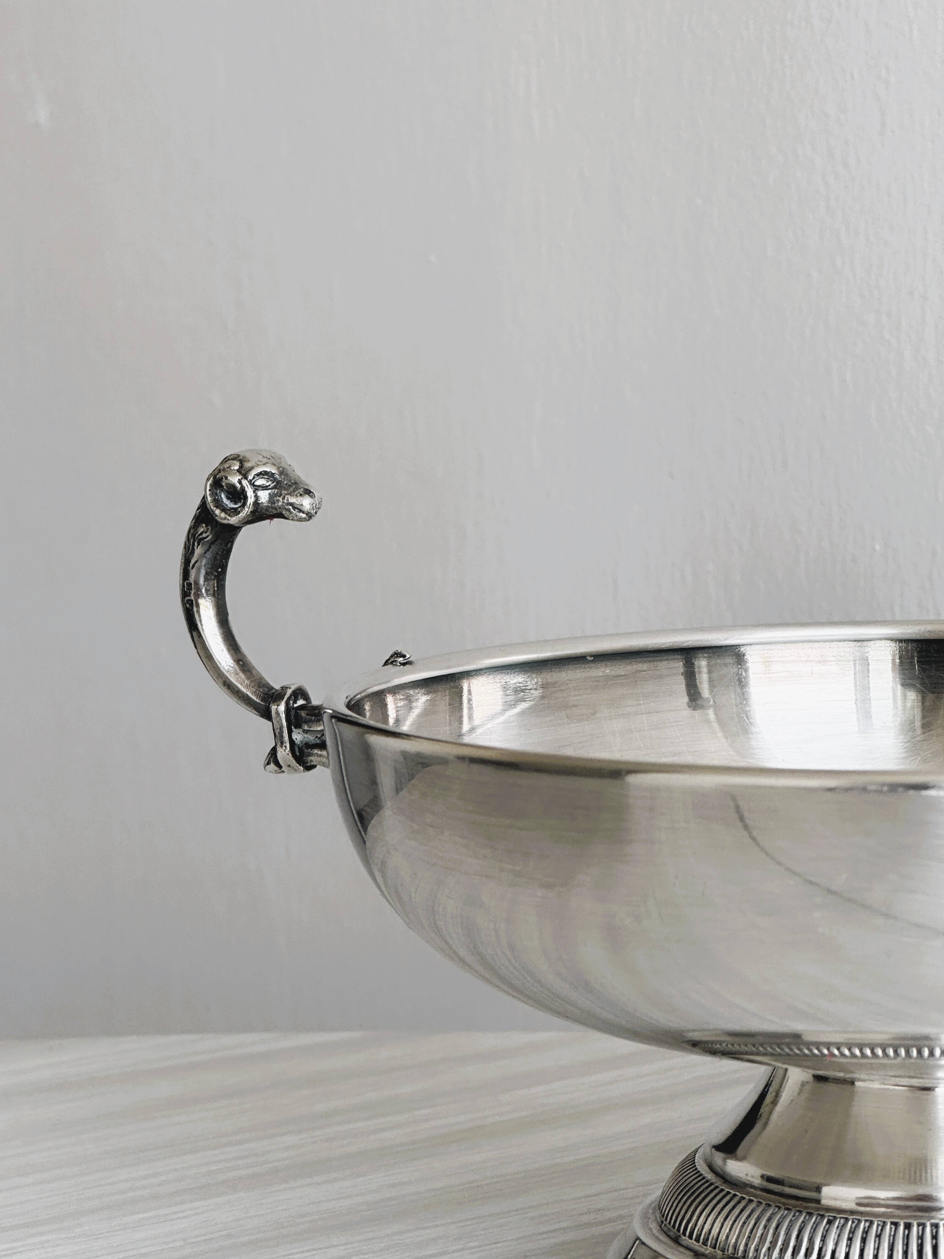 Silver-plated metal footed bowl
