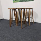 Five vintage oak bar stools