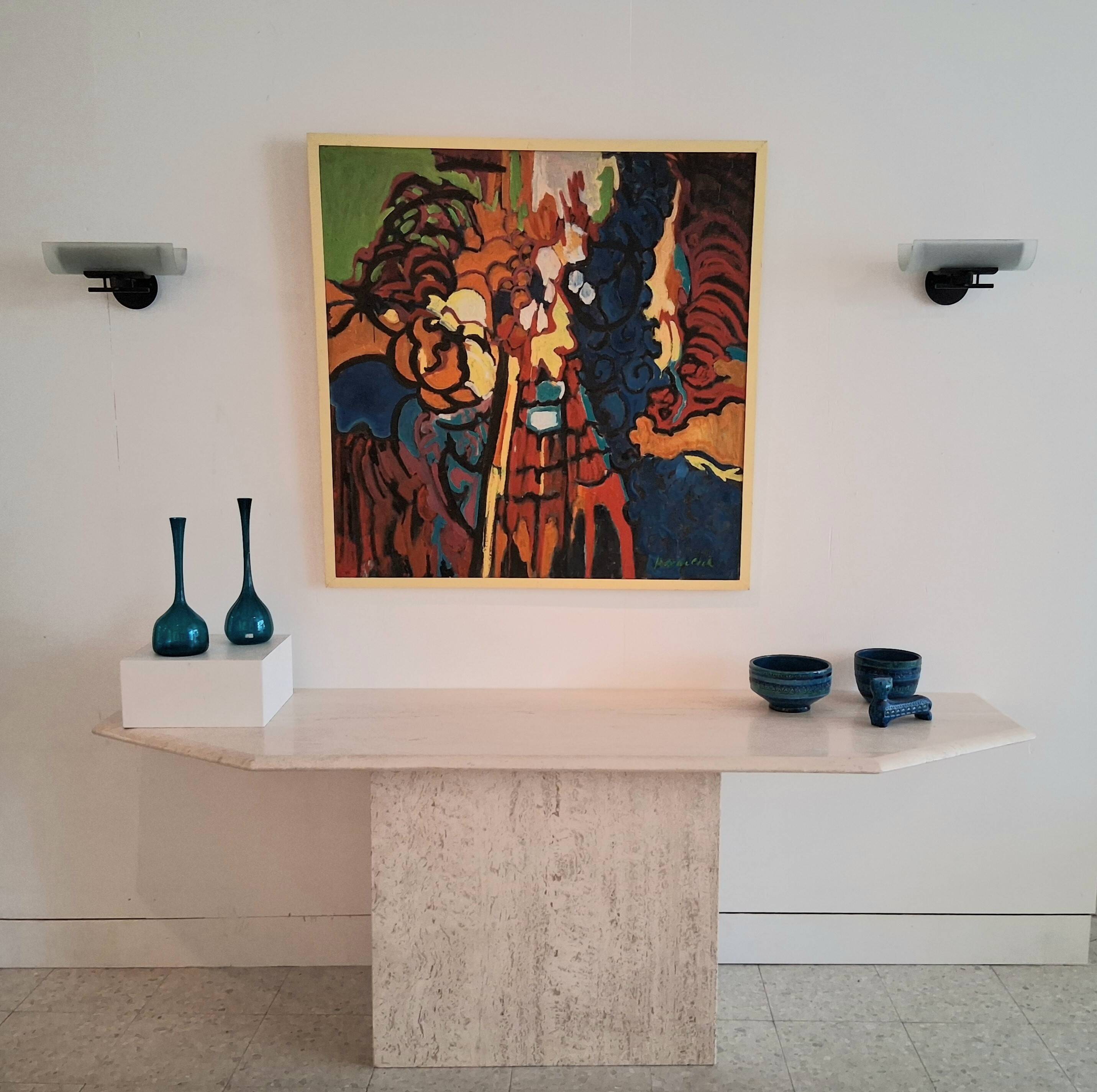Very large travertine console, Italy, 1970s.