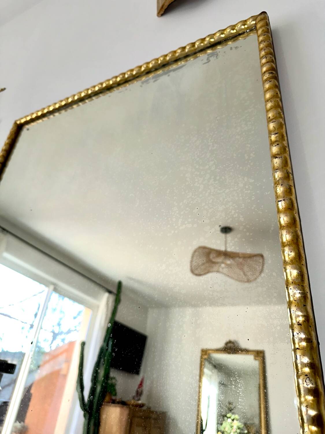 Antique silver leaf mirror, 19th century