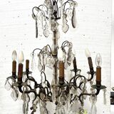 Louis XV style chandelier with pendants and colored glass fruits, 20th century