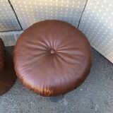 Pair of round poufs from the 1970s