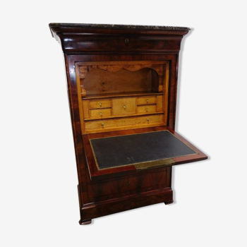 Secretaire louis philippe en acajou plateau marbre du xix ème siecle