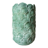 Cylinder vase "go green" textured leaves 100% handmade