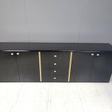 Vintage black lacquer sideboard, 1980s
