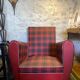 Red faux leather armchair