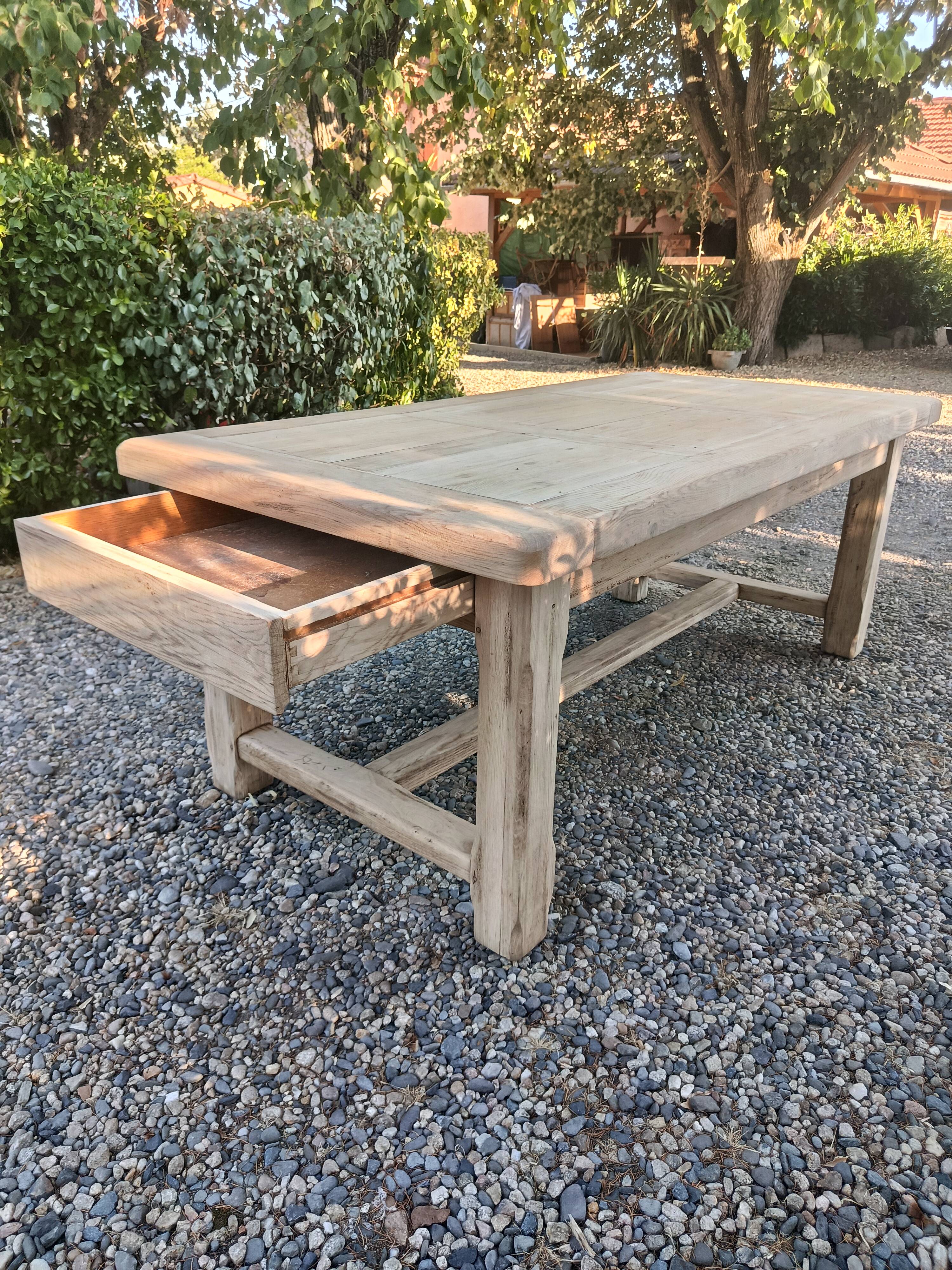 Solid oak farmhouse table with extension
