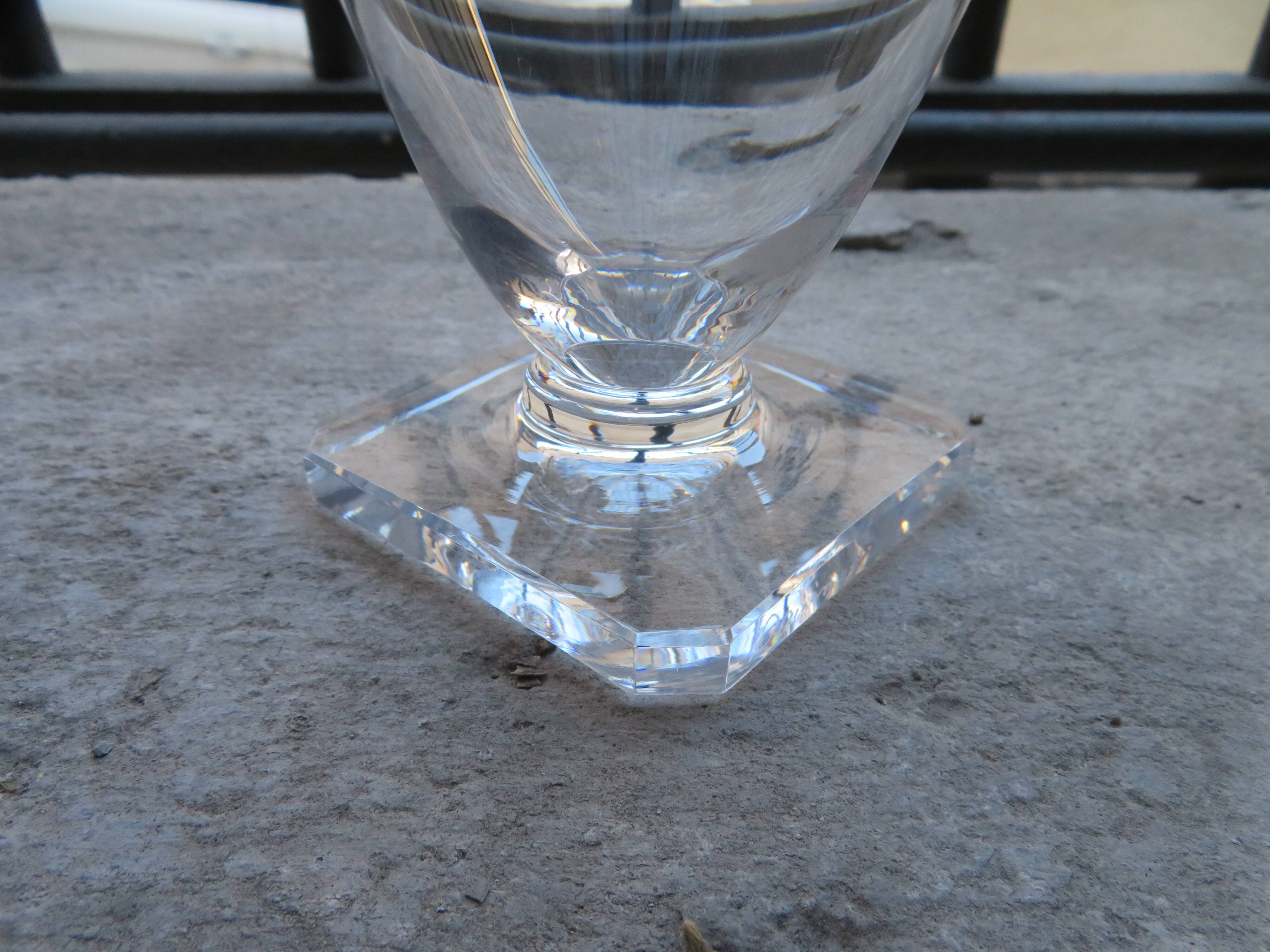 6 Daum crystal water glasses 22cl with square base h 11.6cm