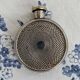 Art Deco flask in silver-plated metal, spiral guilloché decoration, DR marking