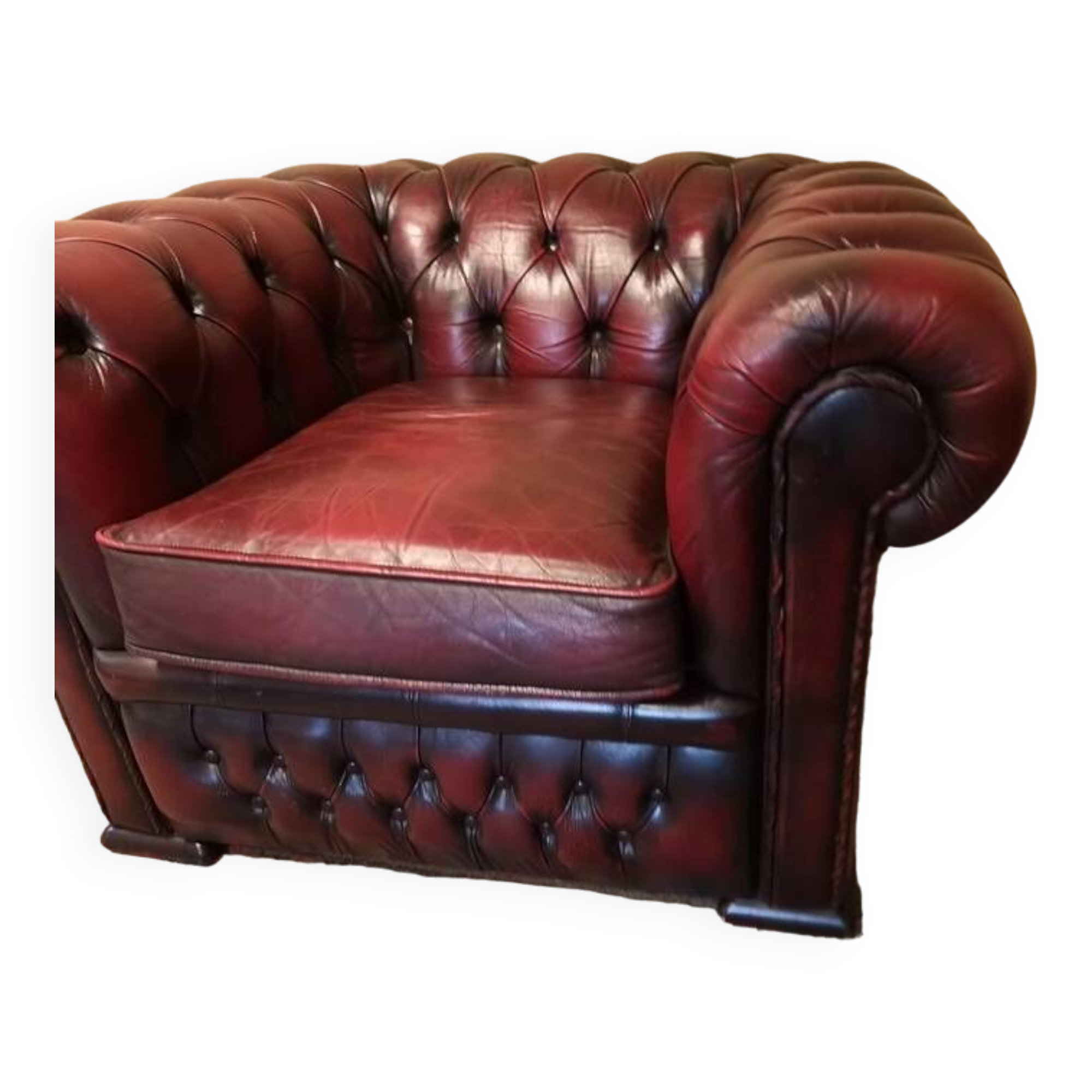 Chesterfield armchair burgundy leather