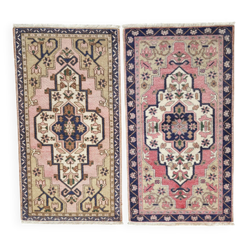 Lot de 2 tapis turcs vintage faits main